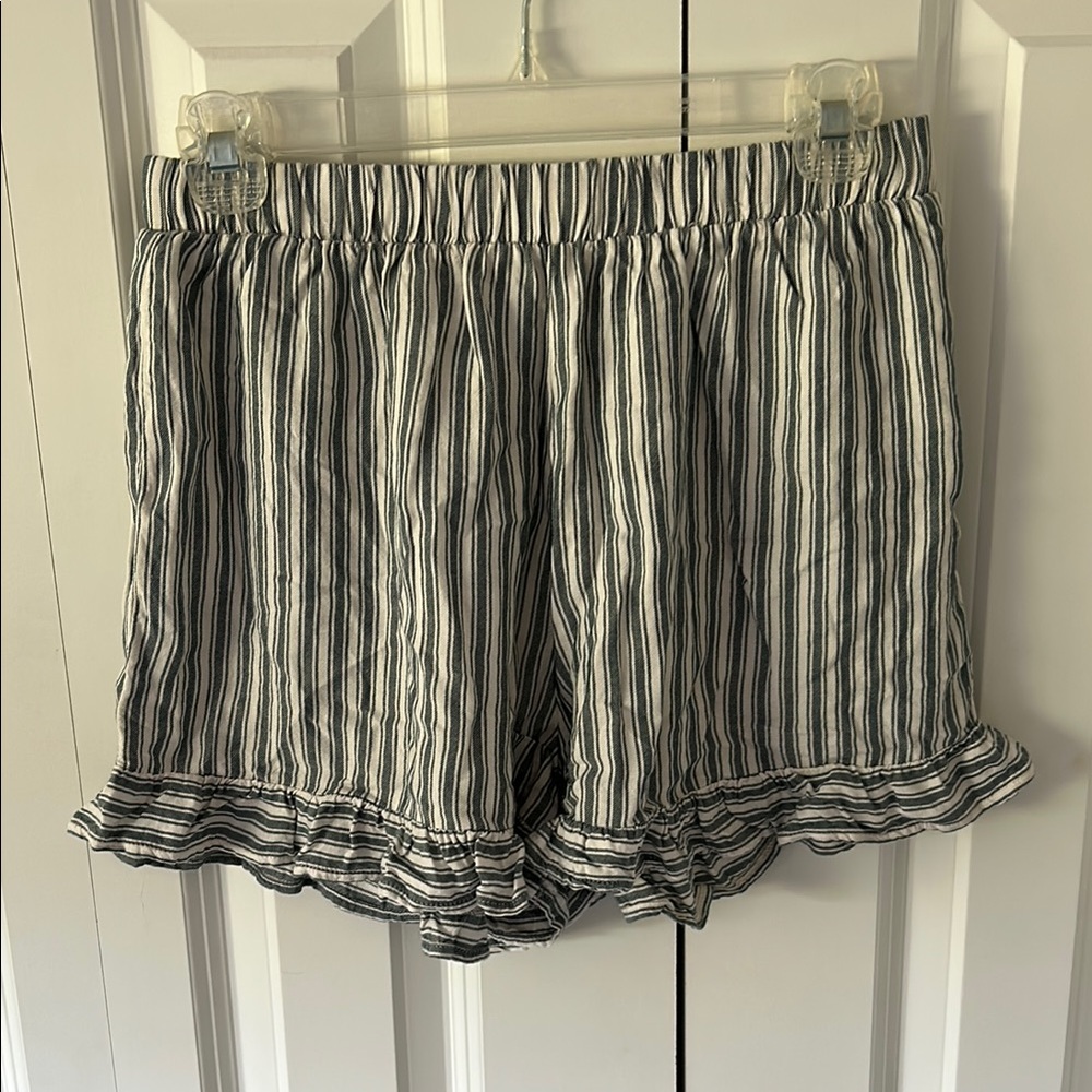 American Eagle Outfitters High Waist Black and White Striped Shorts